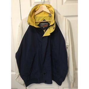 Vtg Jonathan Stone New York Men’s Sz L Jacket Yellow‎ Blue White Windbreaker Ski